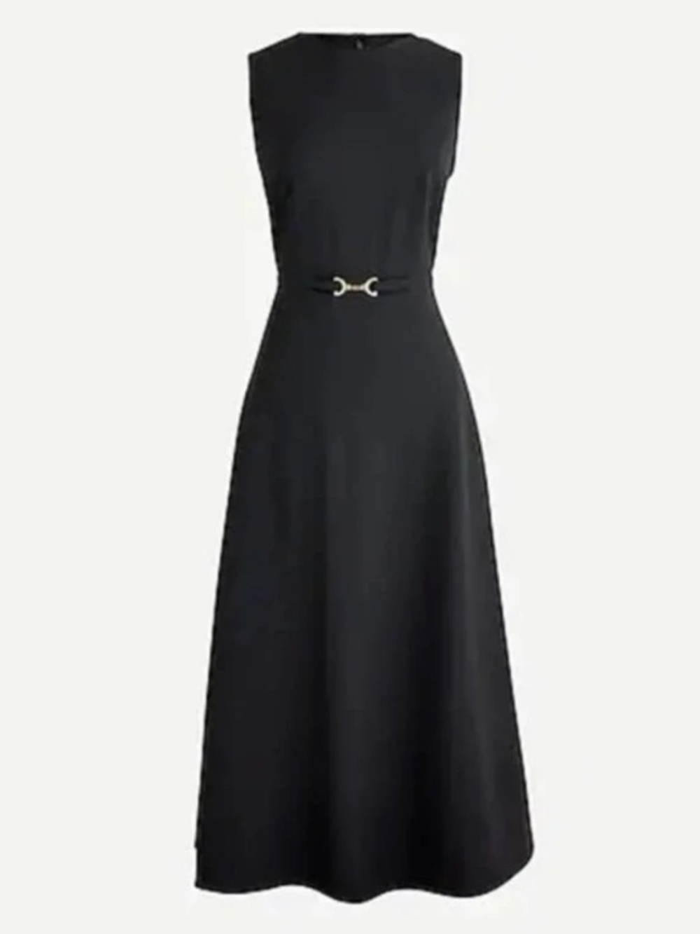 J. Crew A-line Midi Dress in Italian Stretch Wool in Black